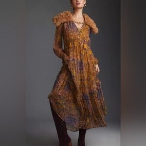 Anthropologie The Marais Printed Chiffon Maxi Dress Size M